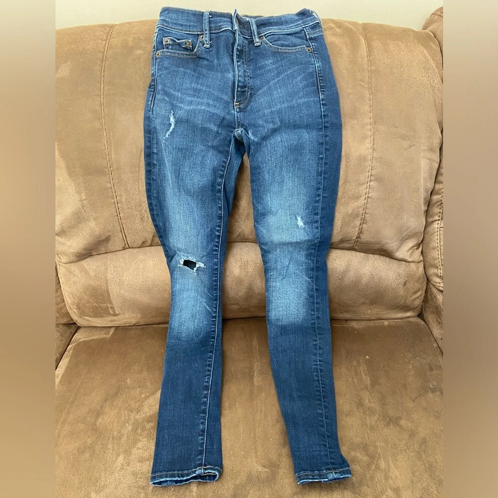 GAP 1969 Resolution True Skinny Distressed Denim Jeans; 24